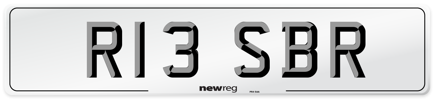 R13 SBR Number Plate from New Reg